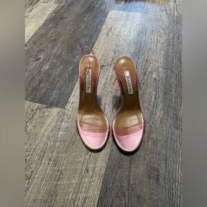 Aquazzura Pink Satin Slingback Heels